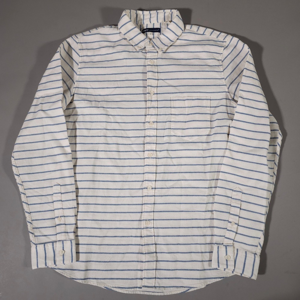 Levi's Made & Crafted Button Down Shirt Mens 3 Large White Blue Striped Linen